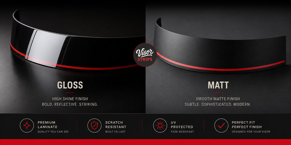 Gloss vs Matt visor strip finish comparison