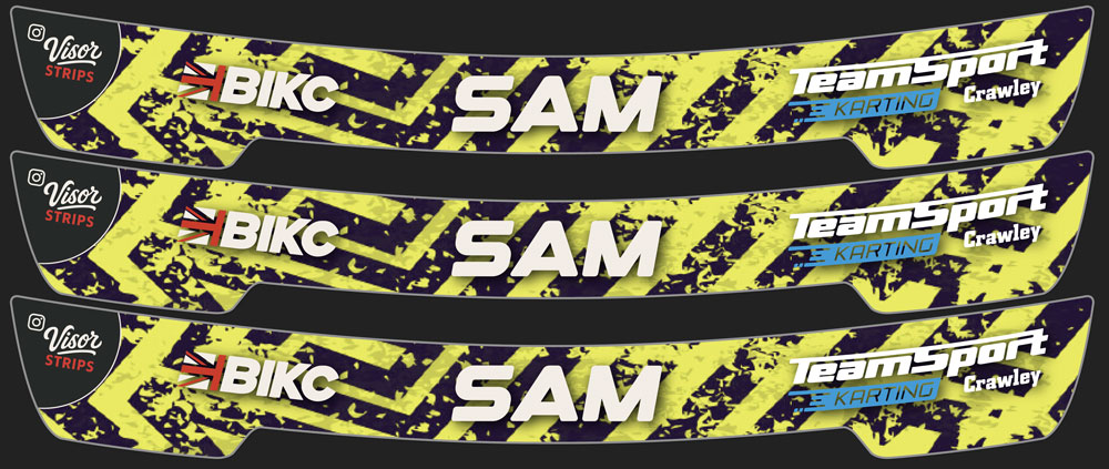 Three custom visor strips — example pack